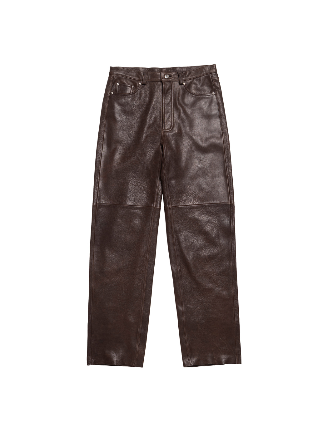 V-LEATHER PANTS BROWN