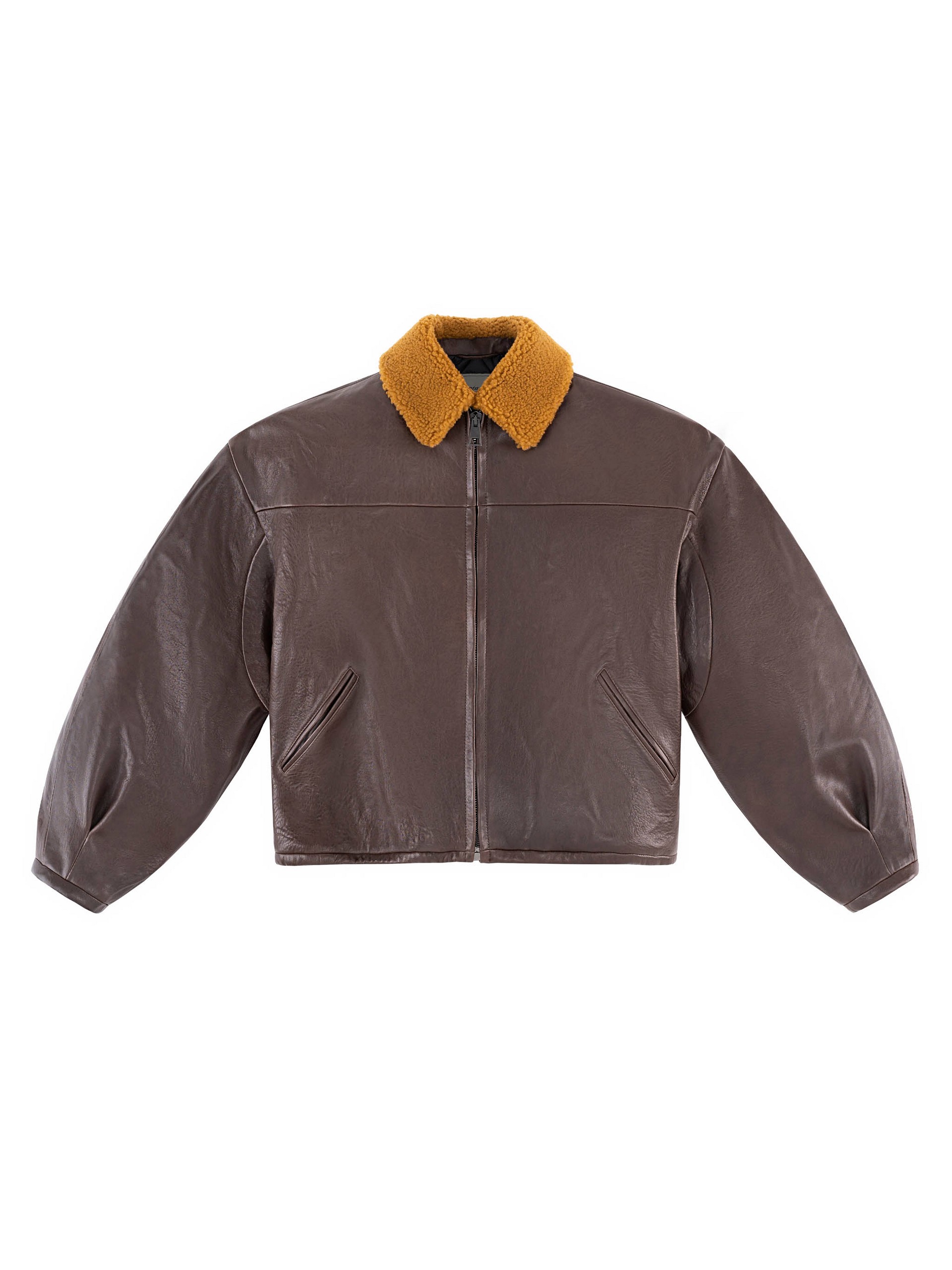 A-LEATHER FUR JACKET BROWN